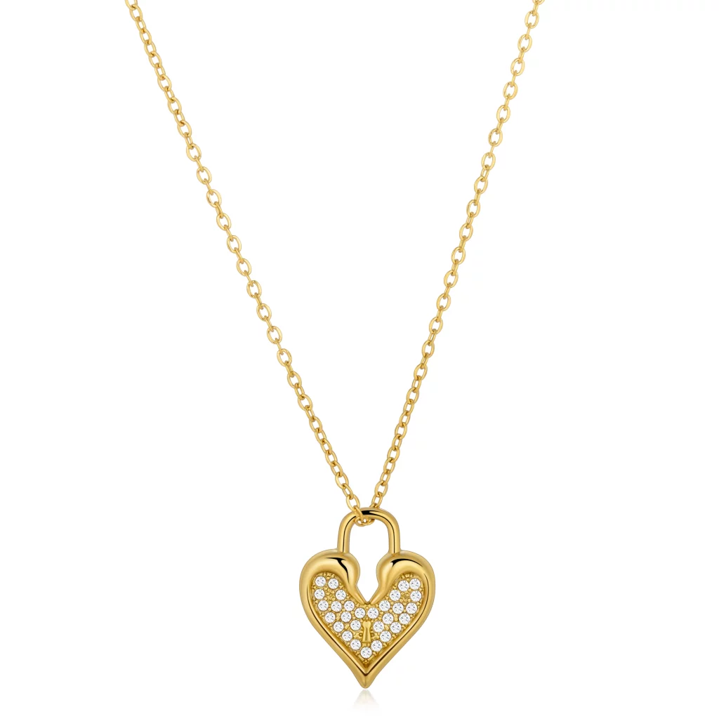 Bespoke Jewelry Stainless Steel White Rhinestone Heart Pendant Necklace Source Factory
