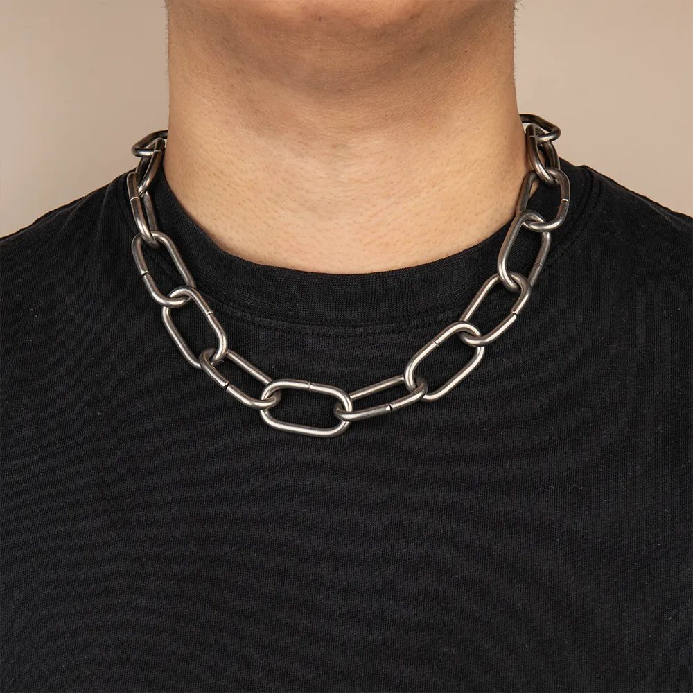 Bespoke chunky stainless steel paperclip chain necklace for men supplier