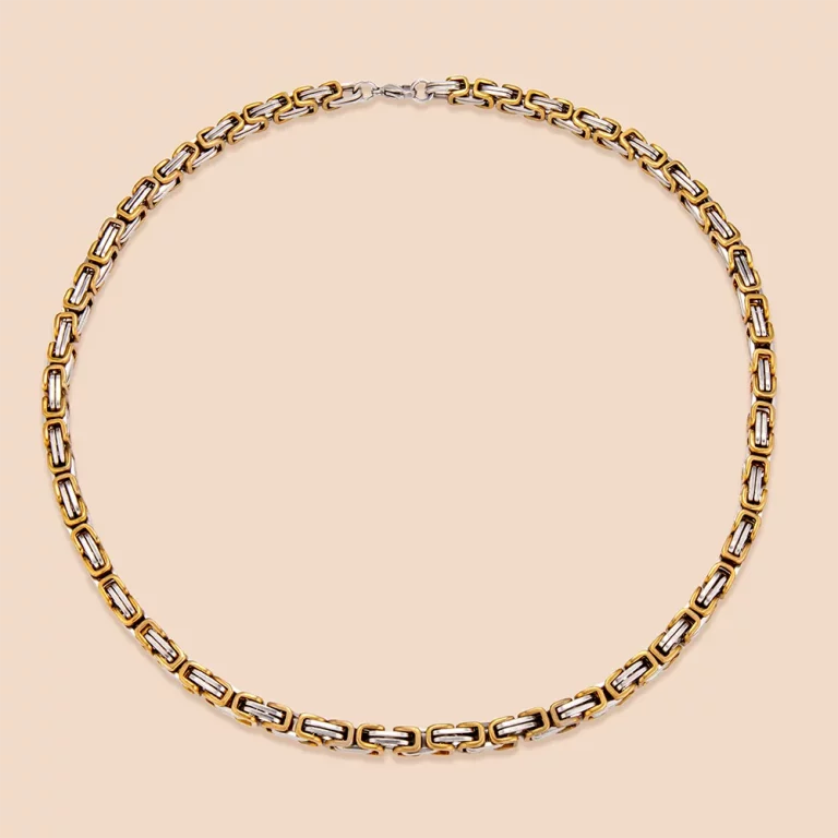 Bespoke two-tone stainless steel biker chain necklace supplier