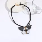 Black and white batterfly resin necklace manufacturing China fashion jewelry factory