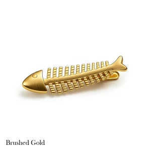 Brushed Gold Fish Tie Clip