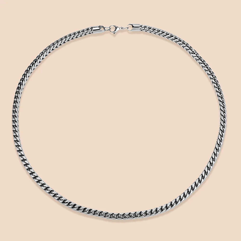 OEM 316L stainless steel square Cuban chain necklace for men manufacturing