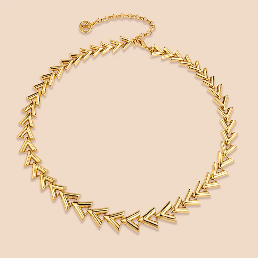 ODM gold arrow line stainless steel chain necklace for women