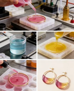 Casting epoxy resin earring process direct factory China