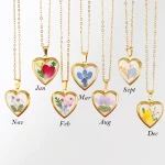 Custom 316L stainless steel month flower locket necklace for brands