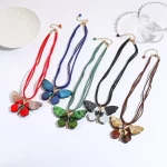Custom color of alloy batterfly resin necklace direct supplier