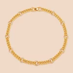 Custom gold stainless steel cuban chain necklace with diamonds direct factory