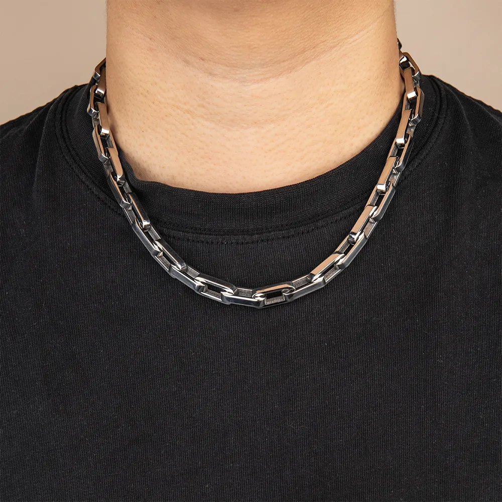 Custom logo stainless steel handmade anchor chain necklace for men