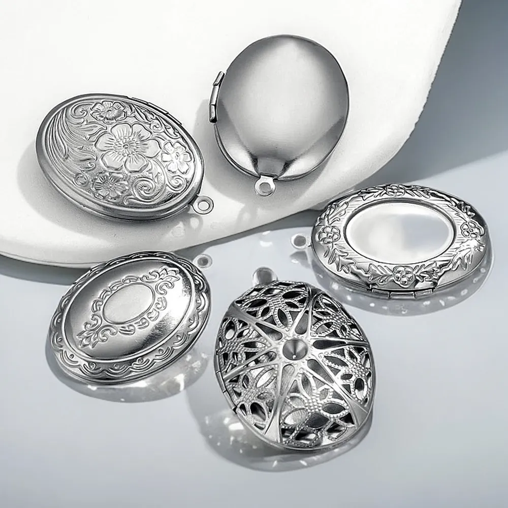 Female stainless steel oval locket necklace handmade direct factory for brands