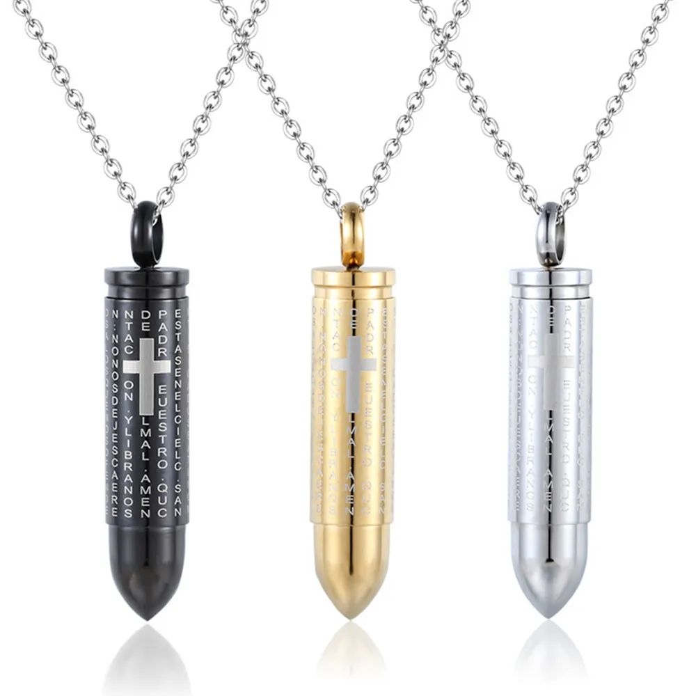 Male stainless steel bullet cross locket necklace manufacturing for retailers