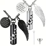 Customizable color of urn locket necklace with angel wings charm for brands