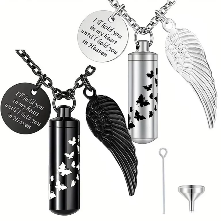 Customizable color of urn locket necklace with angel wings charm for brands