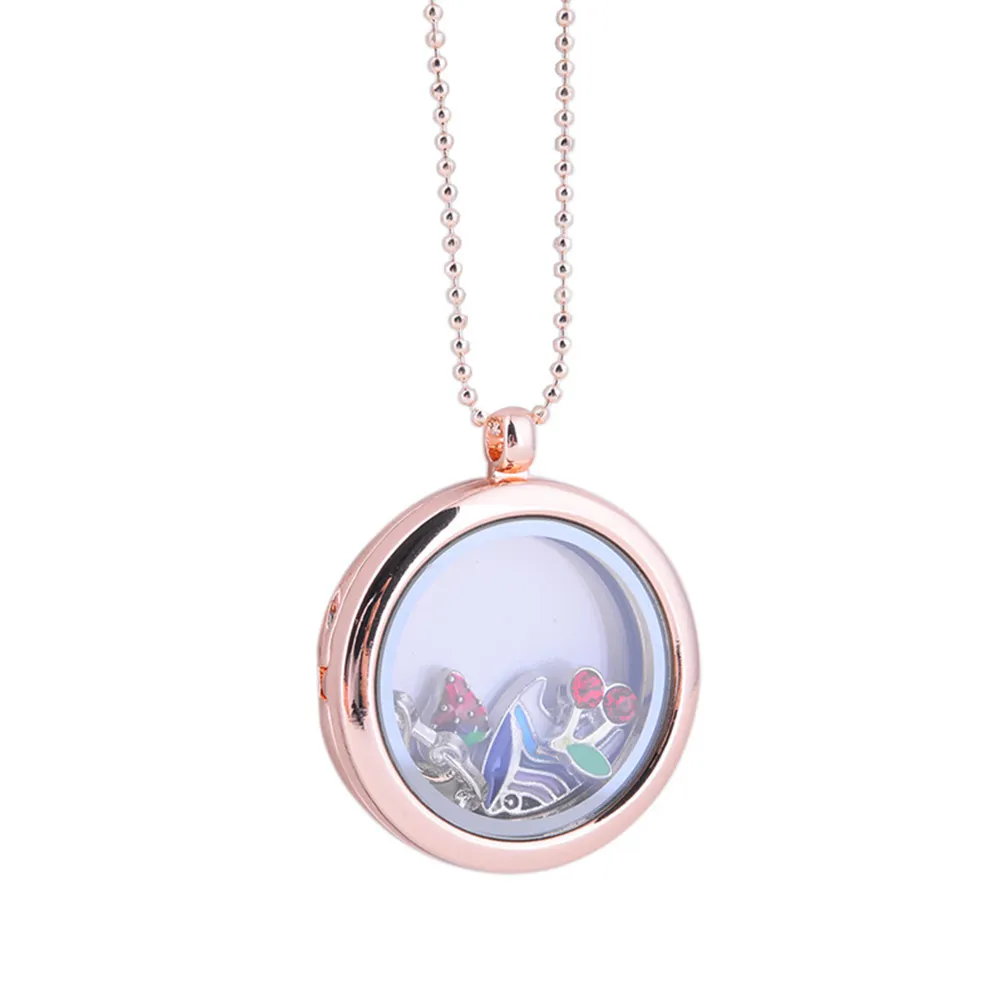Female magnetic stainless steel floating locket necklace for brands