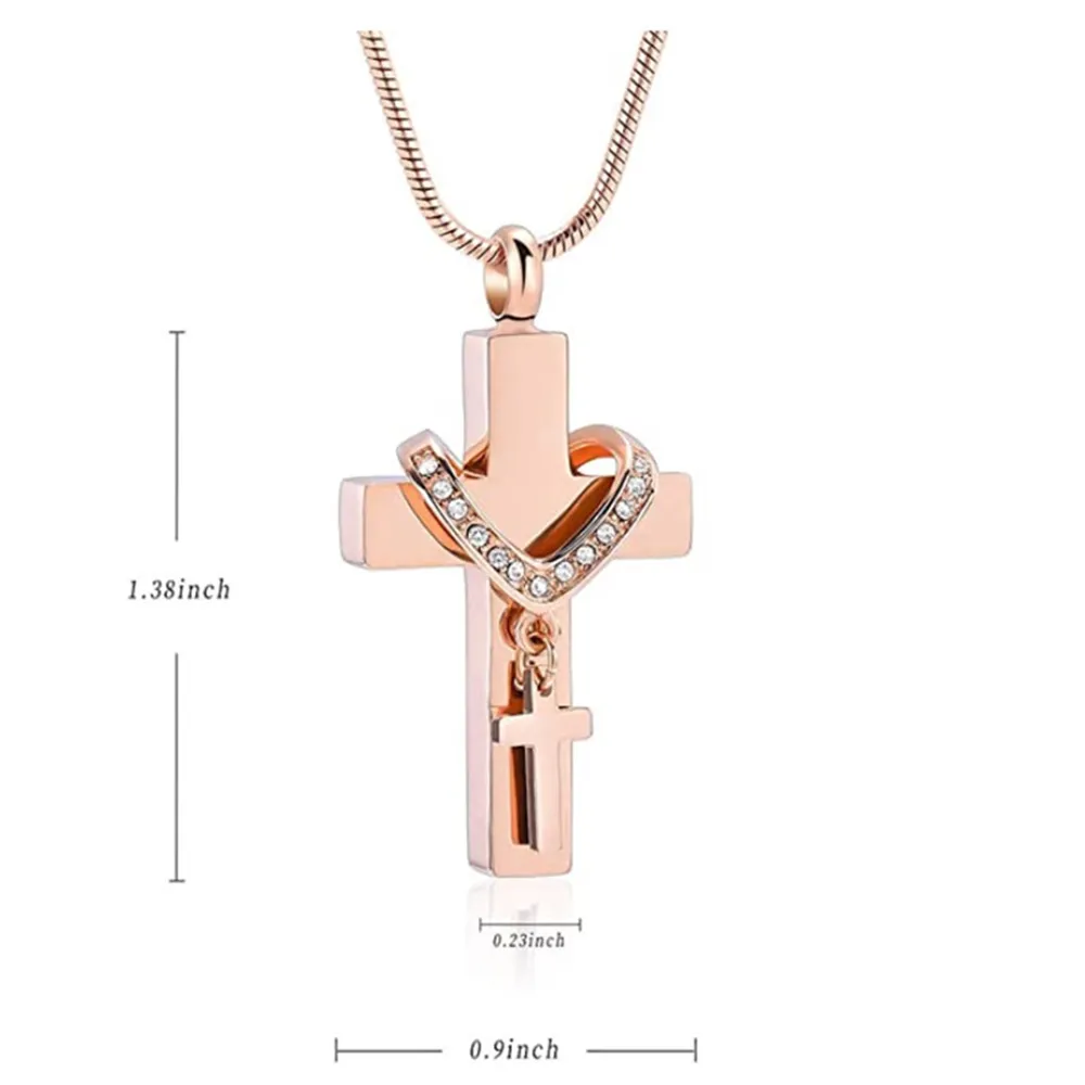 Customizable size of stainless steel double cross locket necklace for brands