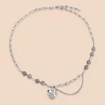 Customize Stainless Steel Asymmetrical Bead Chain Broken Heart Pendant Necklace for Factory