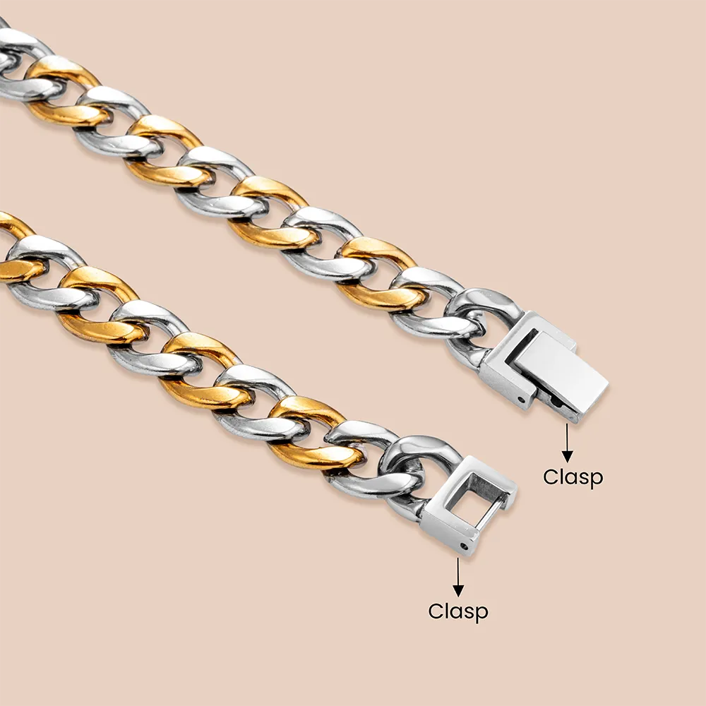Customize accessories of stainless steel two-tone cuban chain necklace supplier