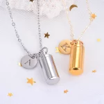 Customize color of stainless steel cylinder initial locket necklace for e-commerce stores
