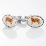 Customized animal themed tiger patterned French cufflinks are available for Jewelry Source Factory