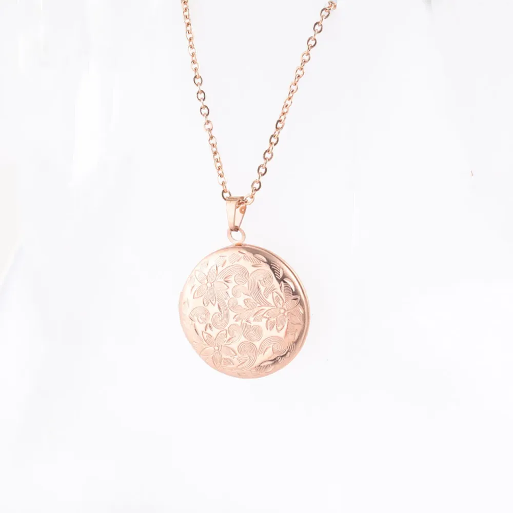 316L mirror retro pattern photo locket necklace for major brands