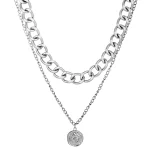 Direct factory stainless steel double-layer pendant chain necklace