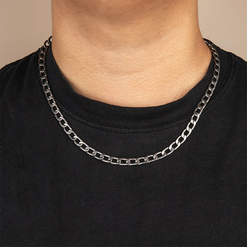 Direct source of flat curb chain necklace for men direct supplier