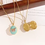 Direct supplier colored oval stainless steel butterfly locket necklace for businesses