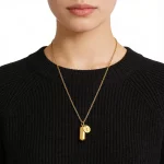 Female 14k gold-plated cylinder initial locket necklace for retailers