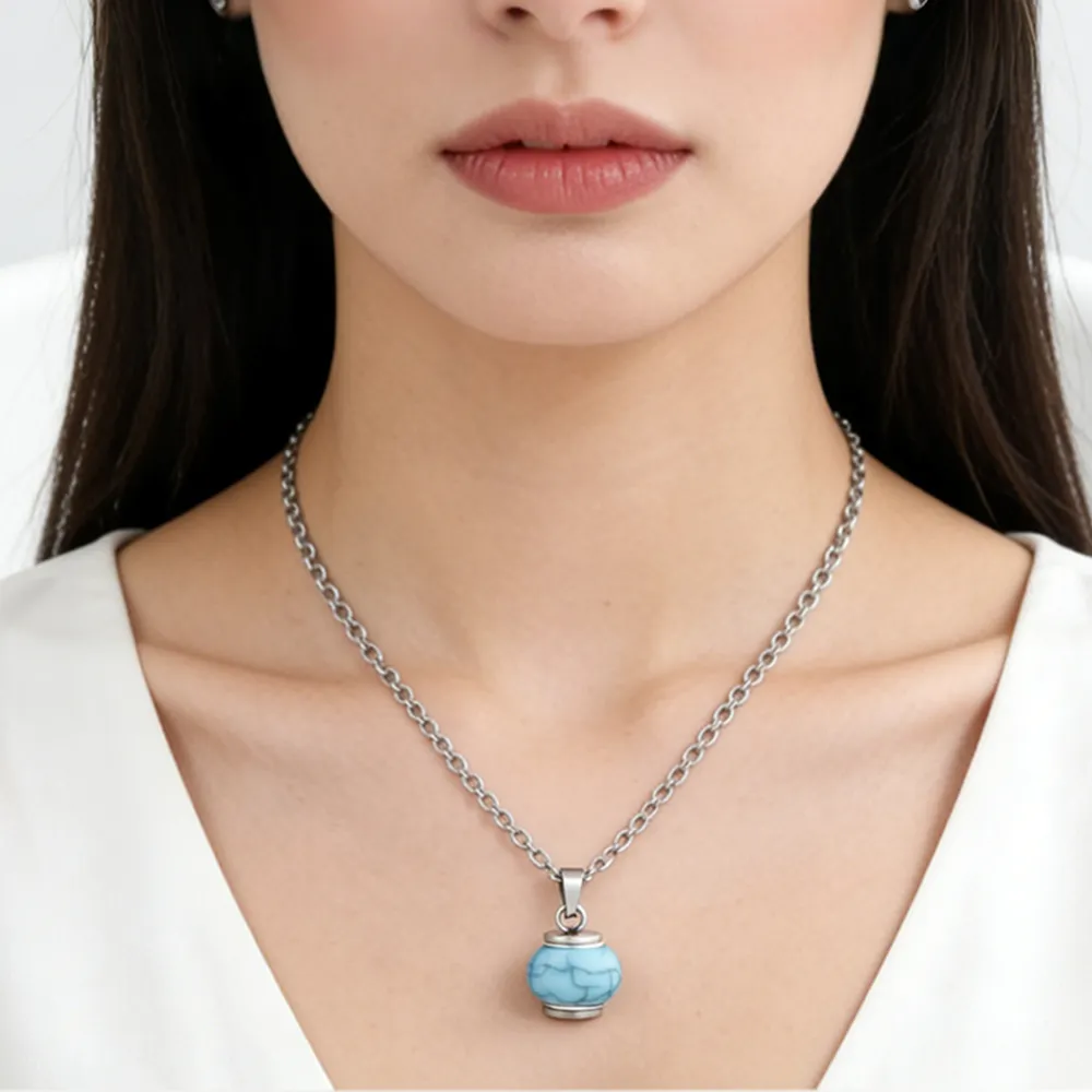 Female imitation turquoise ashes locket necklace supplier for brands