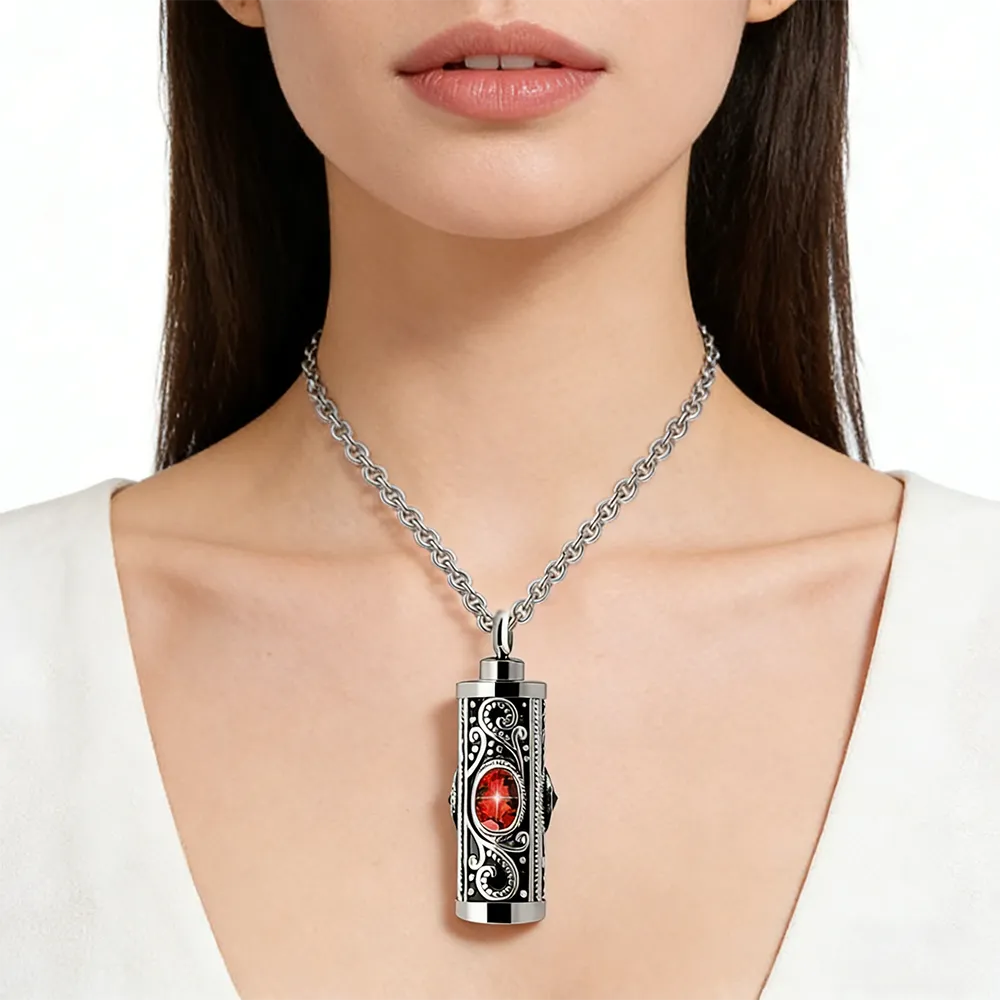 Male stainless steel colored month birthstone locket necklace manufacturing for brands