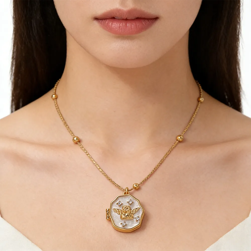 Female stainless steel angle locket necklace manufacturing for retailers