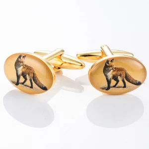 Fully Customizable Fox patterned gold-plated cufflinks for Jewelry ODM Partner