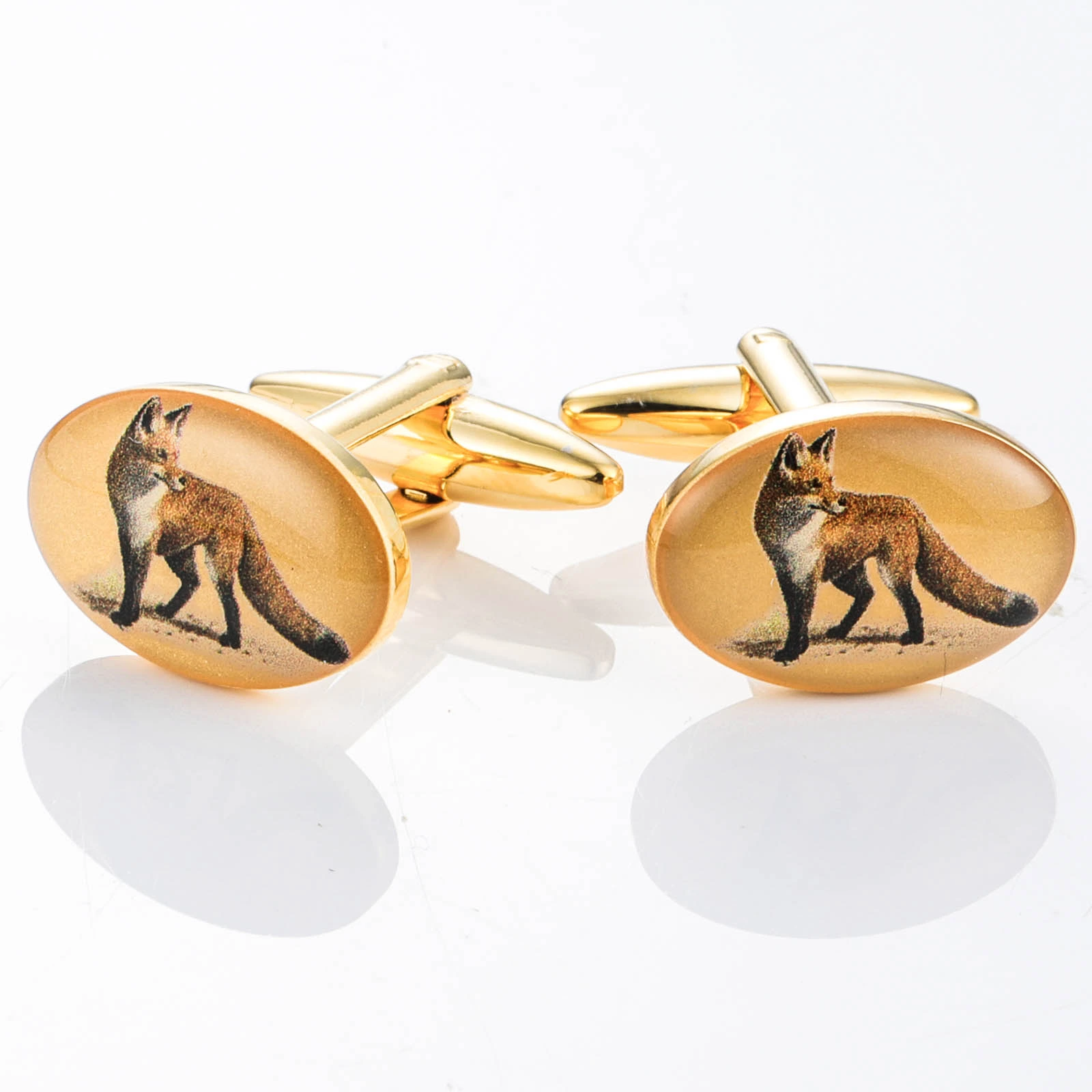 Fully Customizable Fox patterned gold-plated cufflinks for Jewelry ODM Partner