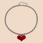 Full-service Stainless Steel Large Red Heart Charm Necklace for Fashion Jewelry Manufacturer