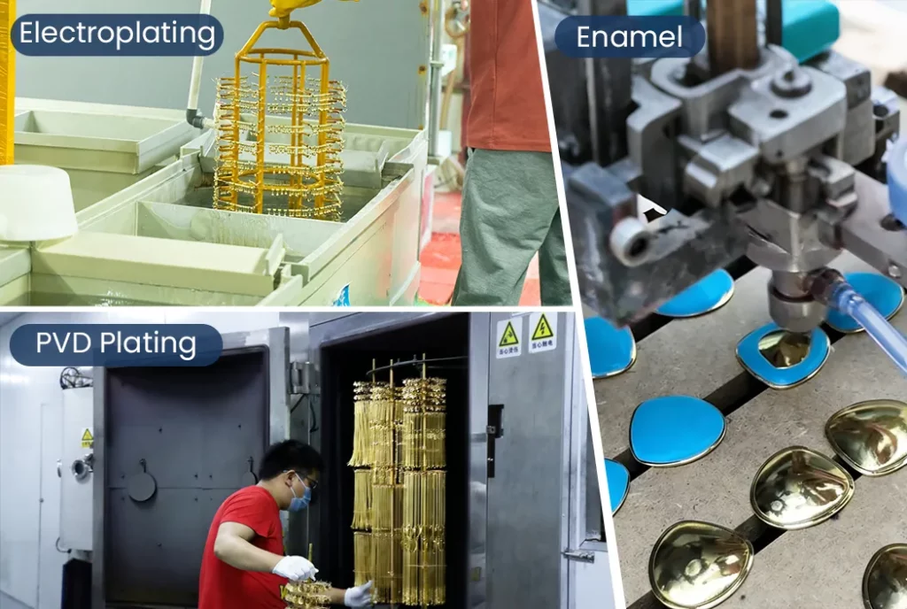 Haosen Fashion Jewelry Coloring Process PVD Plating , Electroplating and Enamel Techniques