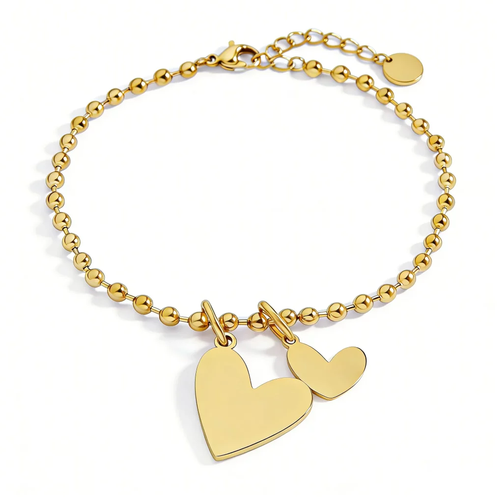 Double Heart Charm Beaded Bracelet-B2B Factory for Businesses