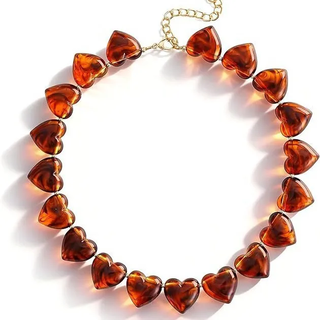 OEM Partner Heart-Shaped Resin and Alloy Necklace Custom Jewelry Manufacturers