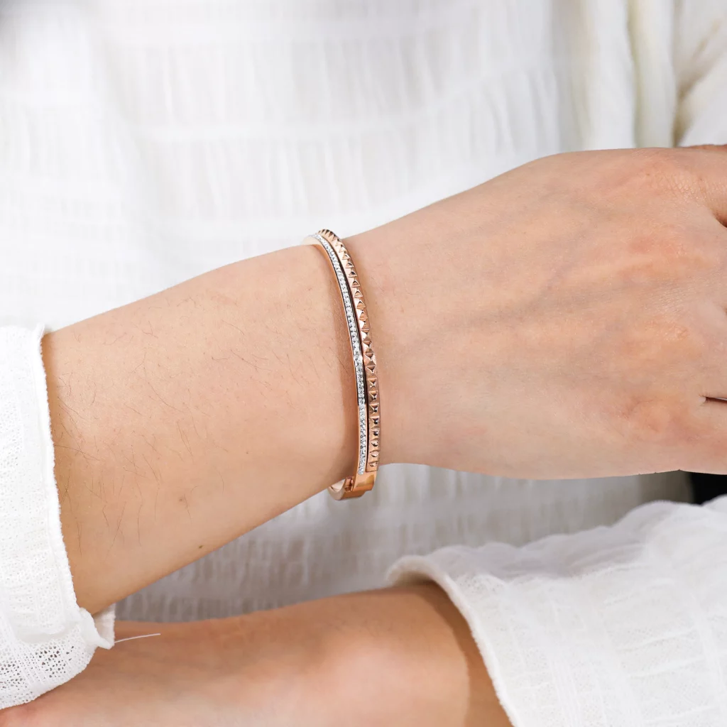 Custom Design Hypoallergenic Rose Gold PVD Bangle Bracelet for women