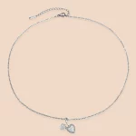 Low MOQ 316L Stainless Steel Double Heart Necklace with Cubic Zircon for Supplier