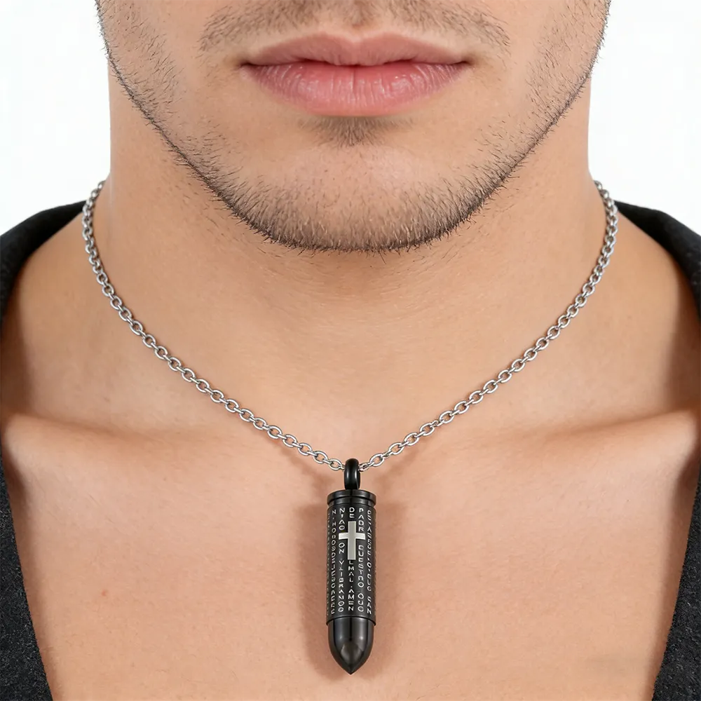Male stainless steel bullet cross locket necklace manufacturing for retailers