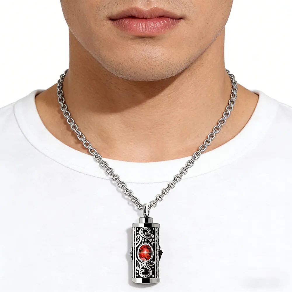 Male stainless steel colored month birthstone locket necklace manufacturing for brands