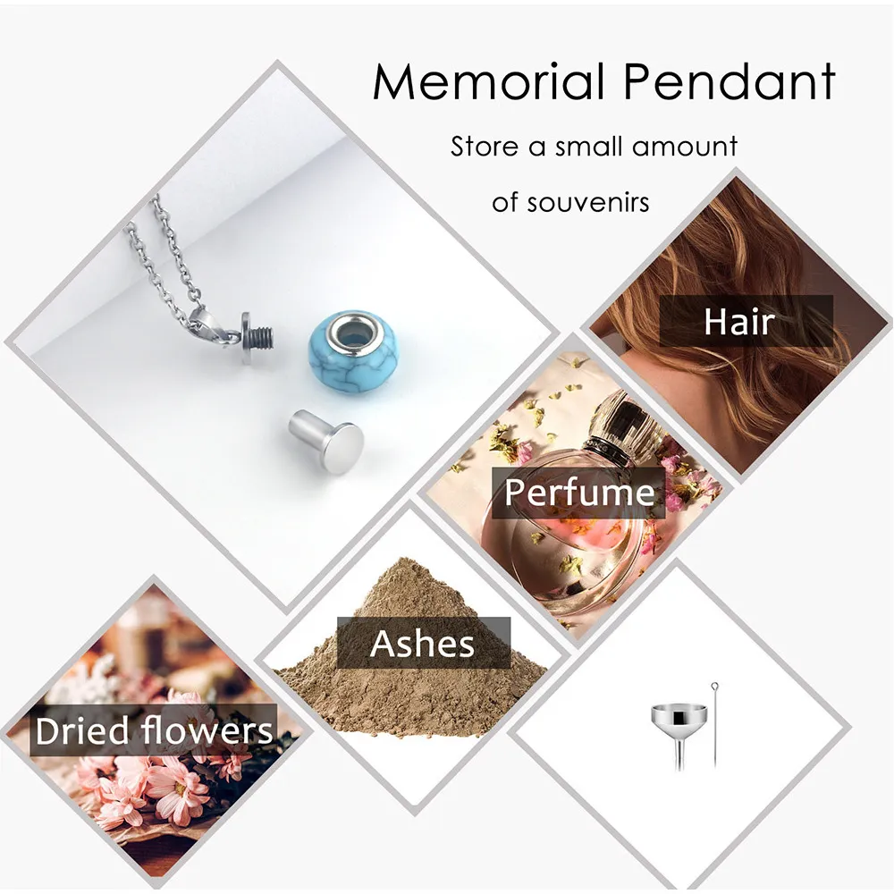 Memorial blue turquoise ashes locket necklace direct factory for businesses