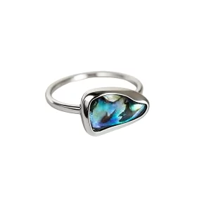 Men's Unique Shaped Steel Abalone Shell Ring with Stainless Direct Jewelry Supplier