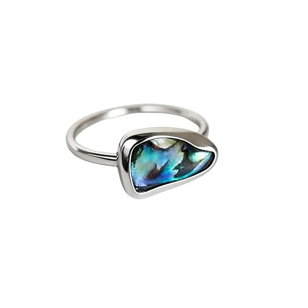 Men's Unique Shaped Steel Abalone Shell Ring with Stainless Direct Jewelry Supplier
