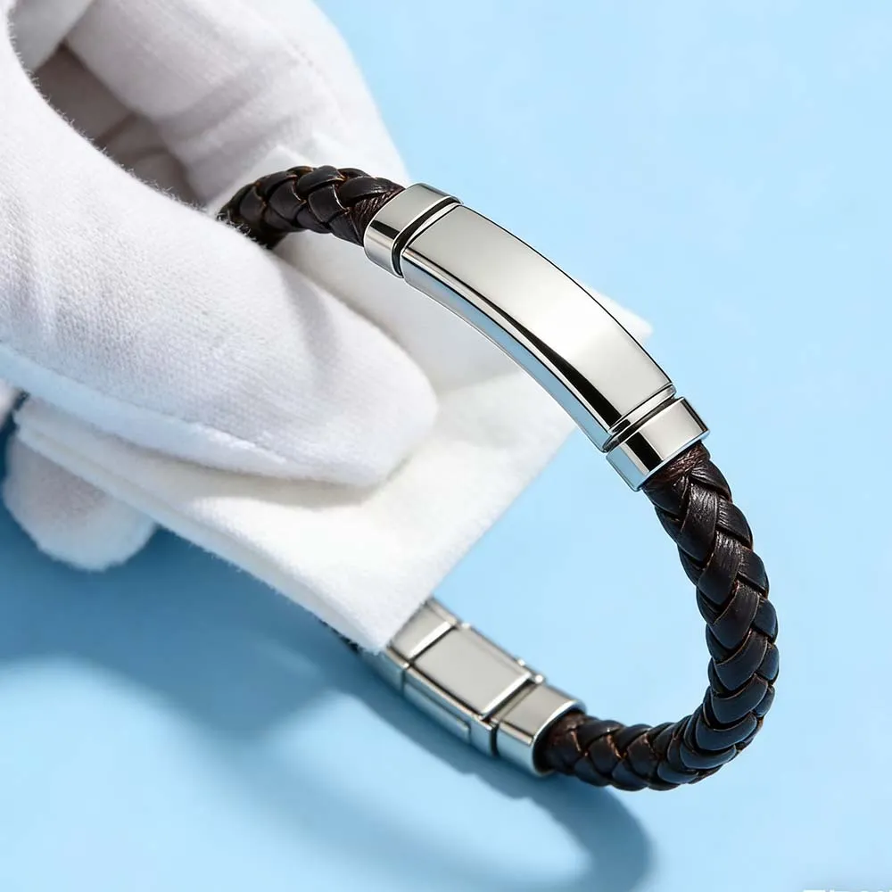 Minimalist Braided Leather Cord Stainless Steel Bangle Care Guide