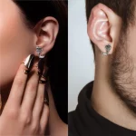 Neutral Model Wearing 21.9*14.6 mm Ear-Clip for-Custom-Logo