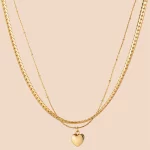 ODM 316L Stainless Steel Gold Double Layer Heart Necklace for Manufacturers