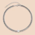 ODM 316L Stainless Steel Heart Choker Necklace with Cubic Zircon for Factory