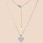 ODM Flat Heart Necklace 316L Stainless Steel Cubic Zircon for Direct Supplier