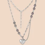 ODM Stainless Steel Asymmetrical Bead Chain Broken Heart Pendant Necklace for Best Supplier