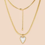 ODM Stainless Steel Snake Bone Chain Heart Imitation Pearl Necklace Pendant for Factory